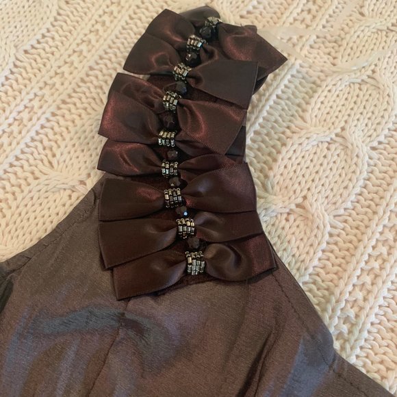 Brown Metallic One Shoulder Party Dress - Picture 3 of 5